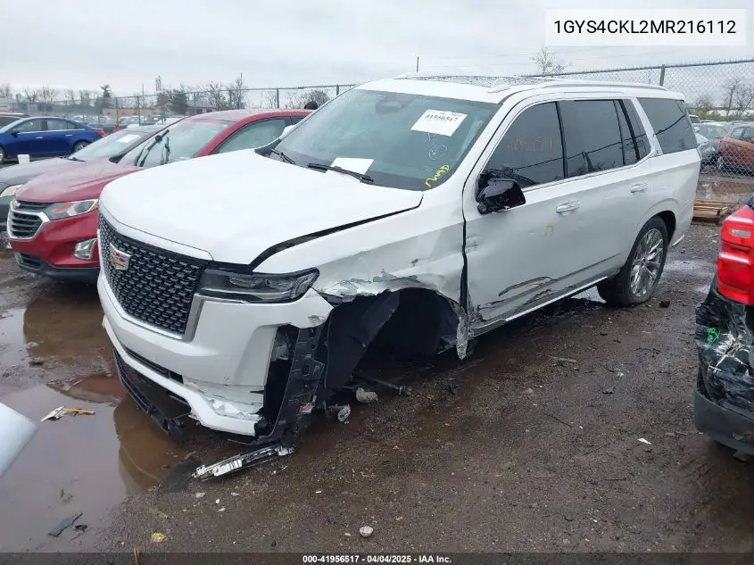 2021 Cadillac Escalade 4Wd Premium Luxury VIN: 1GYS4CKL2MR216112 Lot: 41956517