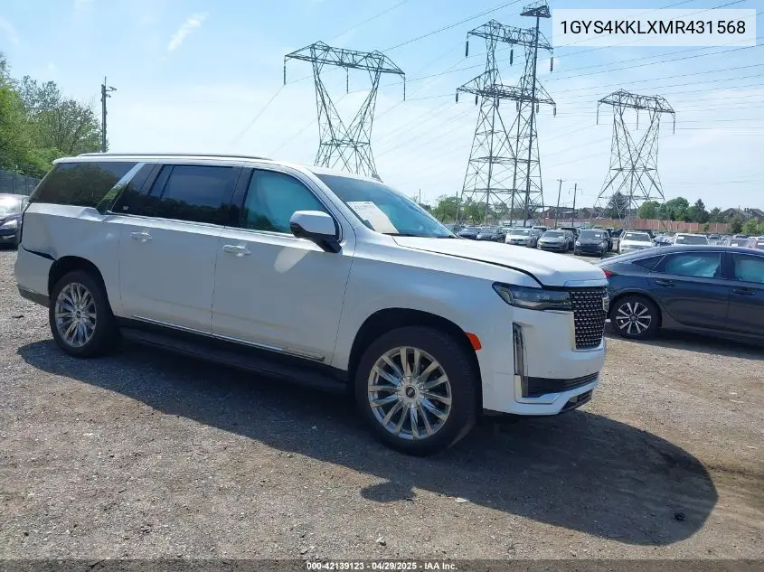 2021 Cadillac Escalade Esv 4Wd Premium Luxury VIN: 1GYS4KKLXMR431568 Lot: 42139123