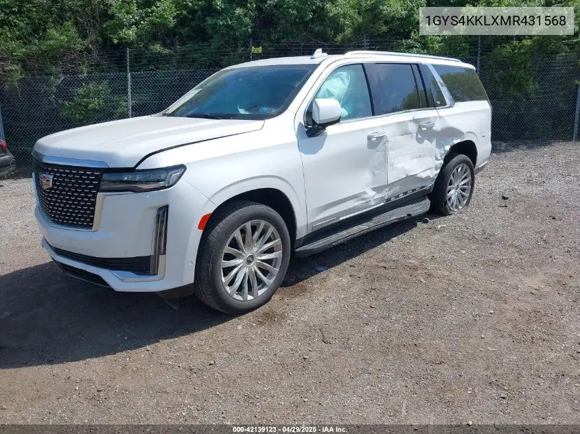 2021 Cadillac Escalade Esv 4Wd Premium Luxury VIN: 1GYS4KKLXMR431568 Lot: 42139123