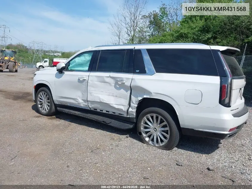 2021 Cadillac Escalade Esv 4Wd Premium Luxury VIN: 1GYS4KKLXMR431568 Lot: 42139123
