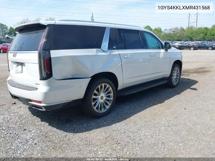 2021 Cadillac Escalade Esv 4Wd Premium Luxury VIN: 1GYS4KKLXMR431568 Lot: 42139123