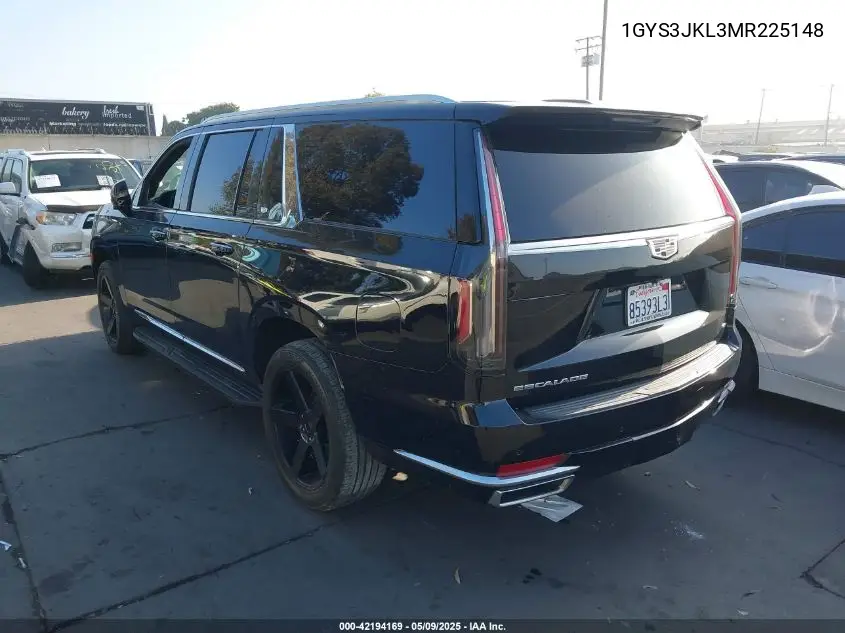 2021 Cadillac Escalade Esv 2Wd Luxury VIN: 1GYS3JKL3MR225148 Lot: 42194169