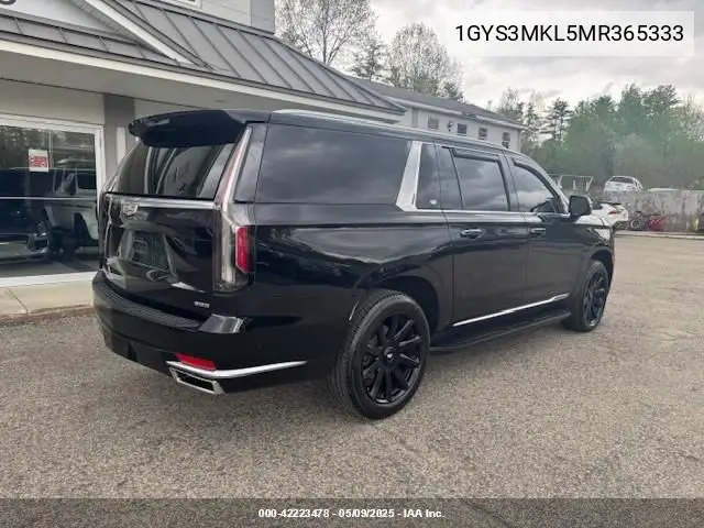 2021 Cadillac Escalade Esv 2Wd Premium Luxury Platinum VIN: 1GYS3MKL5MR365333 Lot: 42223478