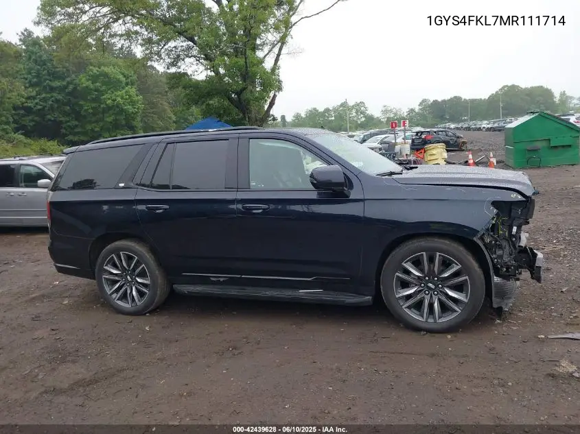 2021 Cadillac Escalade 4Wd Sport VIN: 1GYS4FKL7MR111714 Lot: 42439628