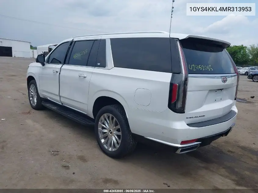 2021 Cadillac Escalade Esv 4Wd Premium Luxury VIN: 1GYS4KKL4MR313953 Lot: 42452085