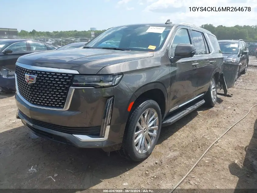 2021 Cadillac Escalade 4Wd Premium Luxury VIN: 1GYS4CKL6MR264678 Lot: 42470069