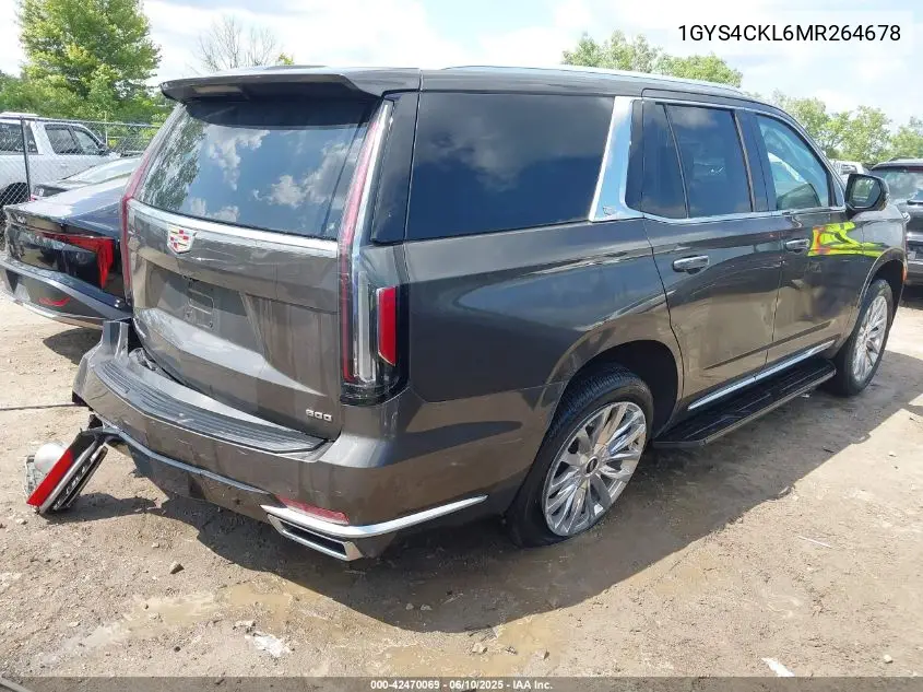 2021 Cadillac Escalade 4Wd Premium Luxury VIN: 1GYS4CKL6MR264678 Lot: 42470069