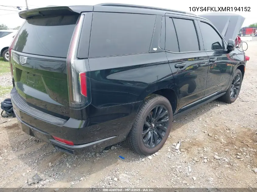 2021 Cadillac Escalade 4Wd Sport VIN: 1GYS4FKLXMR194152 Lot: 42497845