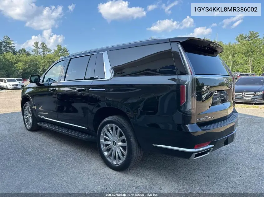 1GYS4KKL8MR386002 2021 Cadillac Escalade Esv Premium Luxury