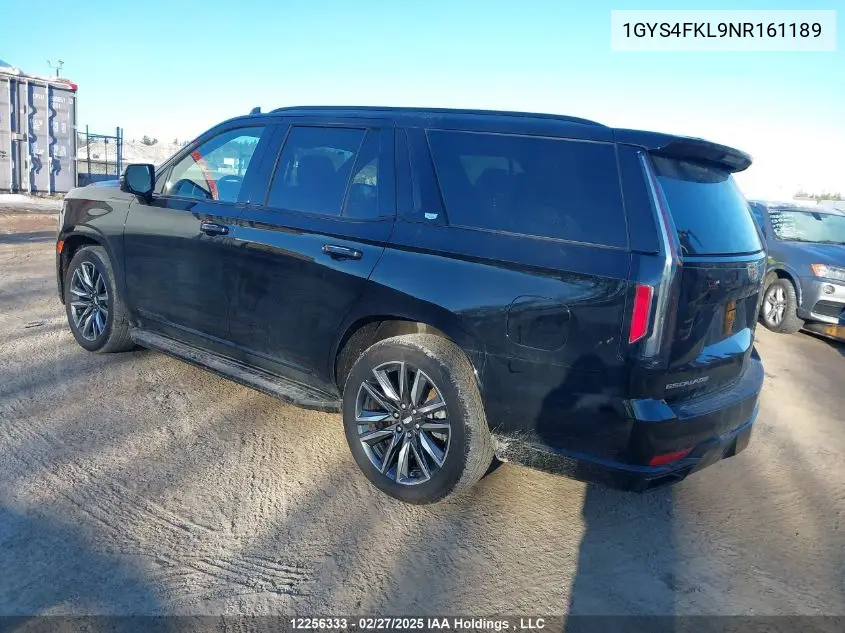 2022 Cadillac Escalade Sport VIN: 1GYS4FKL9NR161189 Lot: 12256333