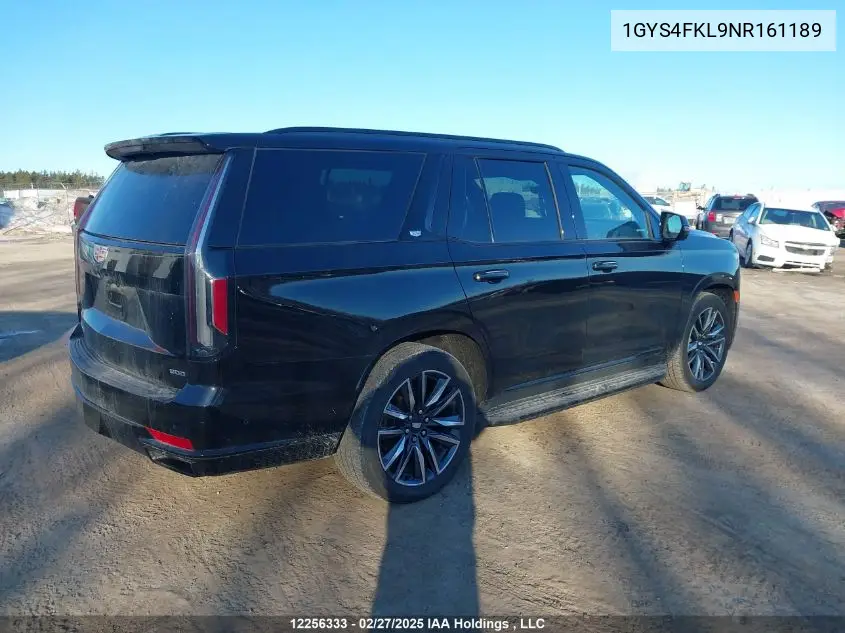 2022 Cadillac Escalade Sport VIN: 1GYS4FKL9NR161189 Lot: 12256333