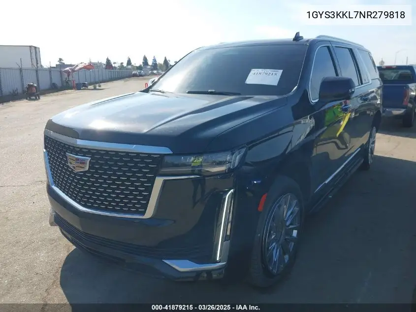 2022 Cadillac Escalade Esv 2Wd Premium Luxury VIN: 1GYS3KKL7NR279818 Lot: 41879215
