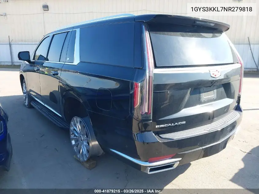 2022 Cadillac Escalade Esv 2Wd Premium Luxury VIN: 1GYS3KKL7NR279818 Lot: 41879215