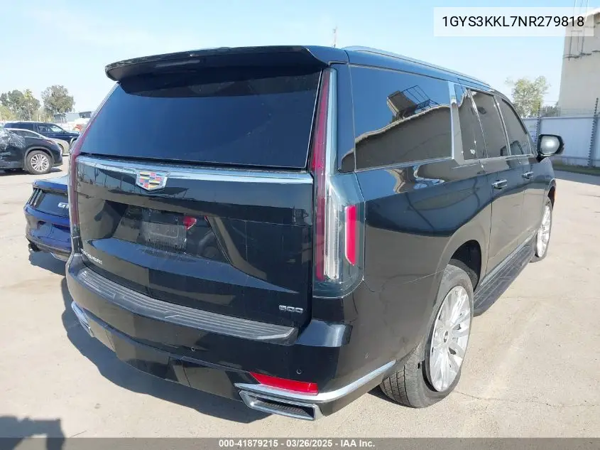 2022 Cadillac Escalade Esv 2Wd Premium Luxury VIN: 1GYS3KKL7NR279818 Lot: 41879215