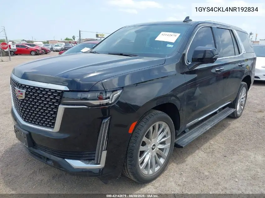 2022 Cadillac Escalade 4Wd Premium Luxury VIN: 1GYS4CKL4NR192834 Lot: 42142879
