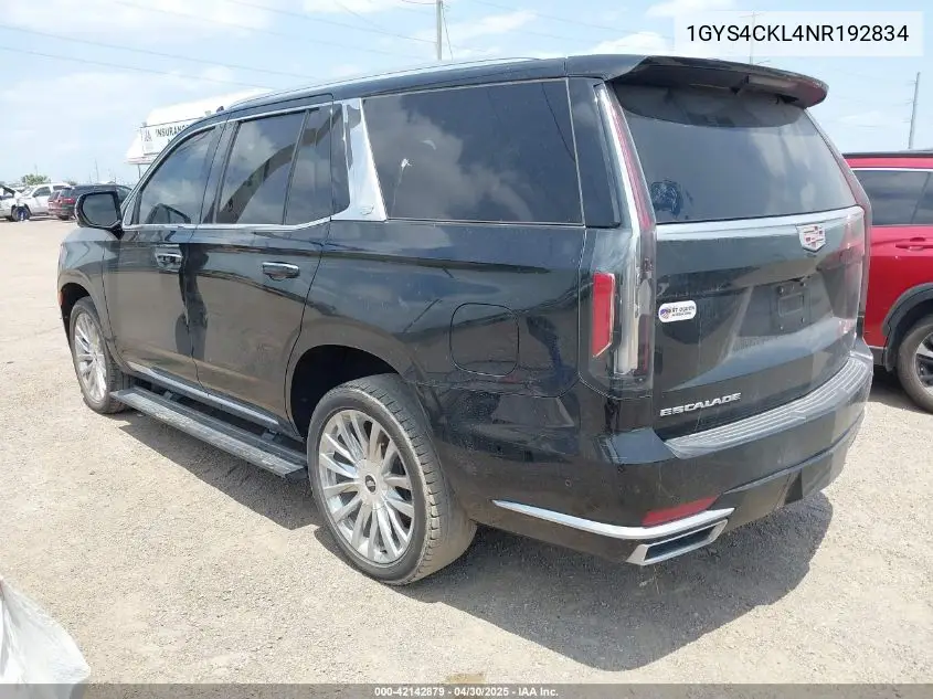2022 Cadillac Escalade 4Wd Premium Luxury VIN: 1GYS4CKL4NR192834 Lot: 42142879