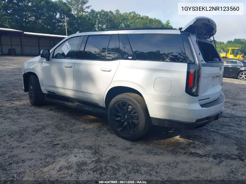 2022 Cadillac Escalade 2Wd Sport VIN: 1GYS3EKL2NR123560 Lot: 42475669