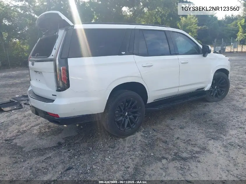 2022 Cadillac Escalade 2Wd Sport VIN: 1GYS3EKL2NR123560 Lot: 42475669