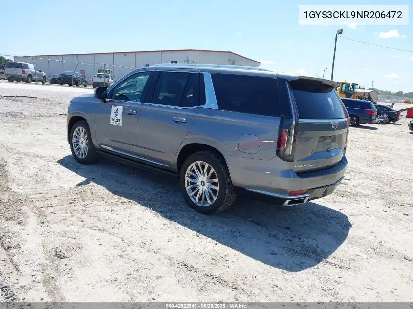 2022 Cadillac Escalade 2Wd Premium Luxury VIN: 1GYS3CKL9NR206472 Lot: 42522849