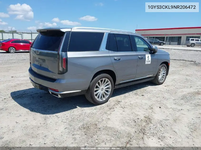 2022 Cadillac Escalade 2Wd Premium Luxury VIN: 1GYS3CKL9NR206472 Lot: 42522849
