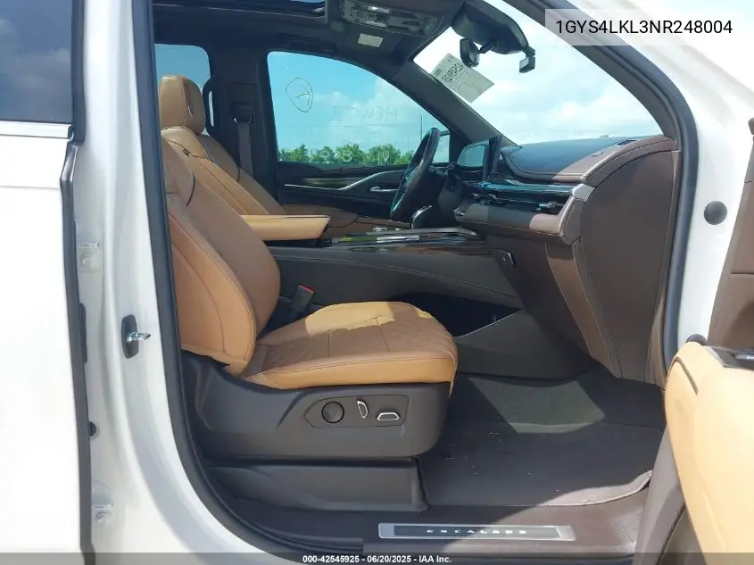 2022 Cadillac Escalade Esv 4Wd Premium Luxury VIN: 1GYS4LKL3NR248004 Lot: 42545925
