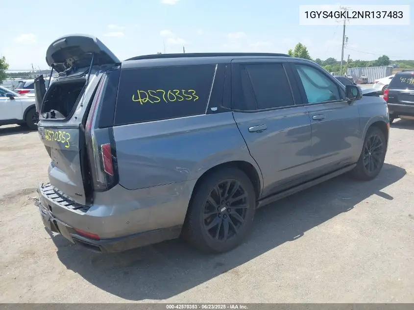 2022 Cadillac Escalade 4Wd Sport Platinum VIN: 1GYS4GKL2NR137483 Lot: 42570353