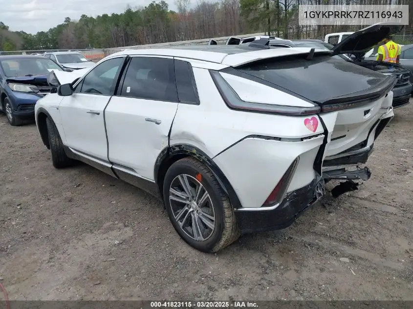 2024 Cadillac Lyriq Luxury W/1Sd VIN: 1GYKPRRK7RZ116943 Lot: 41823115