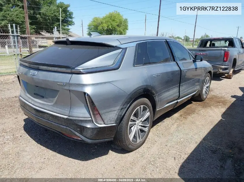 2024 Cadillac Lyriq Luxury W/1Sd VIN: 1GYKPRRK7RZ122838 Lot: 41958490
