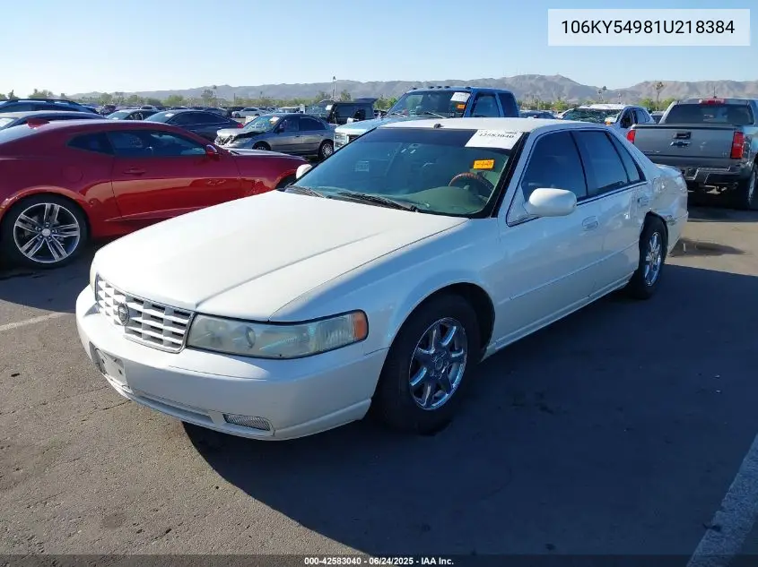 2001 Cadillac Seville VIN: 106KY54981U218384 Lot: 42583040
