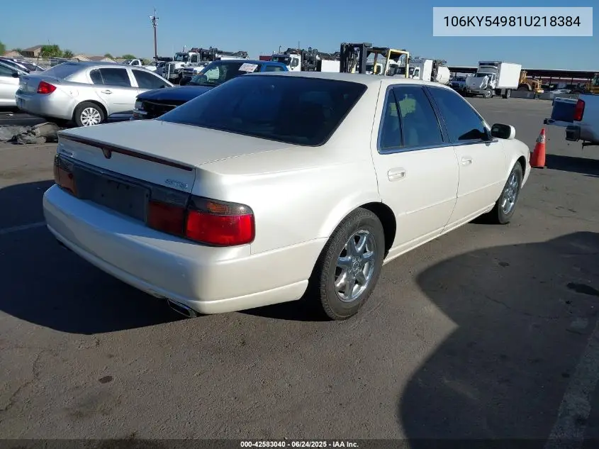 2001 Cadillac Seville VIN: 106KY54981U218384 Lot: 42583040