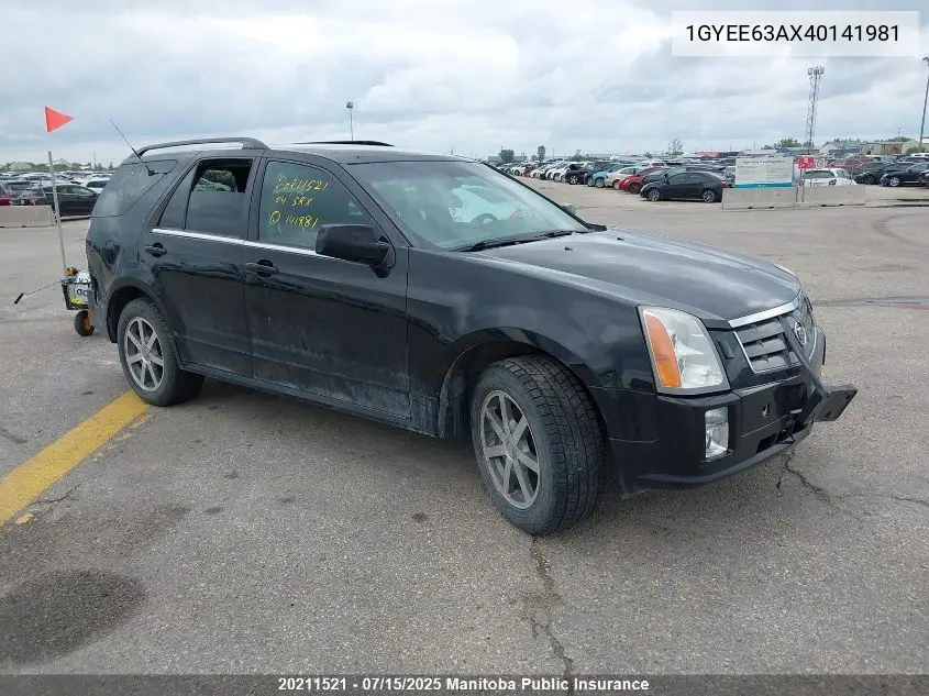 2004 Cadillac Srx V8 VIN: 1GYEE63AX40141981 Lot: 20211521