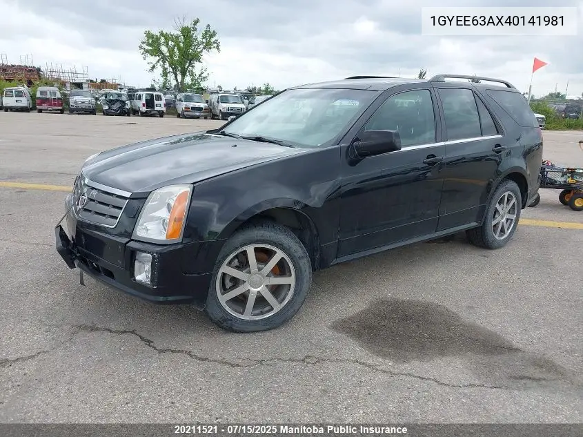 2004 Cadillac Srx V8 VIN: 1GYEE63AX40141981 Lot: 20211521