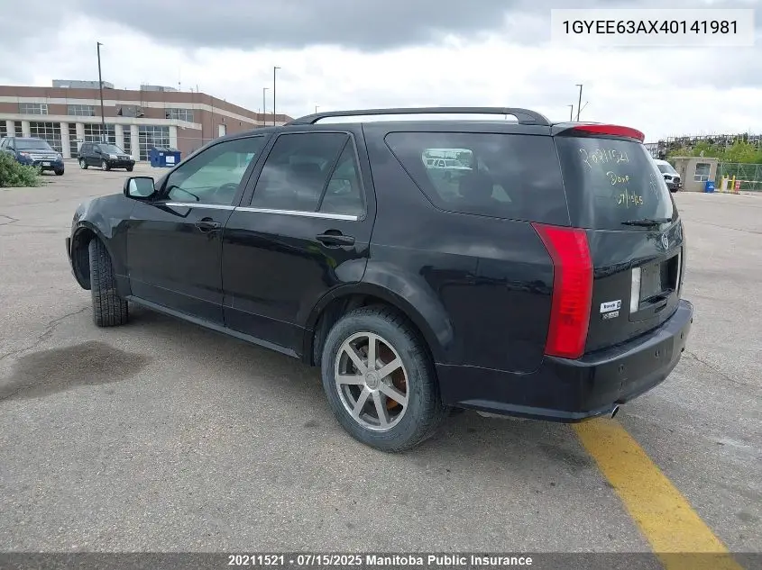 2004 Cadillac Srx V8 VIN: 1GYEE63AX40141981 Lot: 20211521