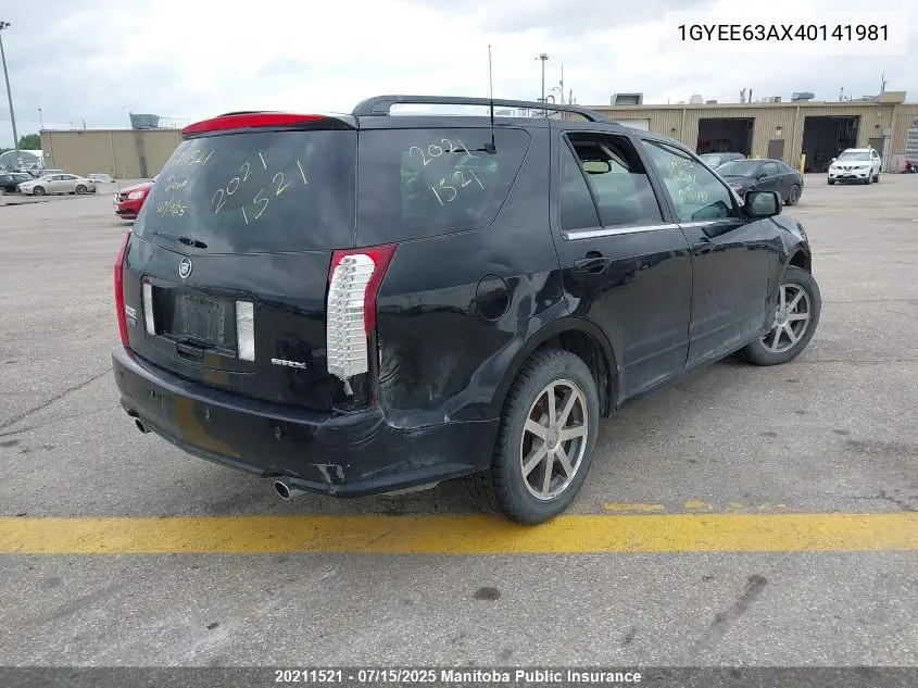 2004 Cadillac Srx V8 VIN: 1GYEE63AX40141981 Lot: 20211521