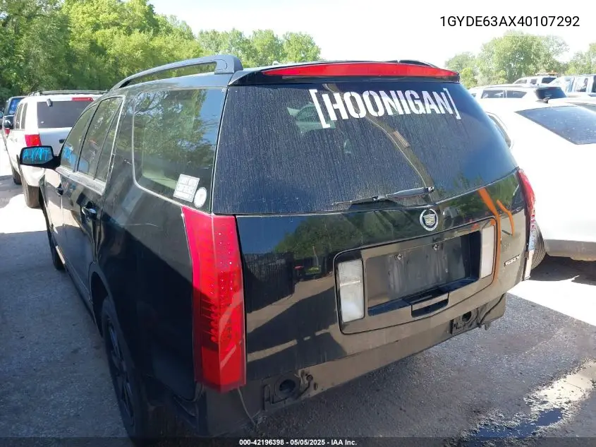 2004 Cadillac Srx V8 VIN: 1GYDE63AX40107292 Lot: 42196398