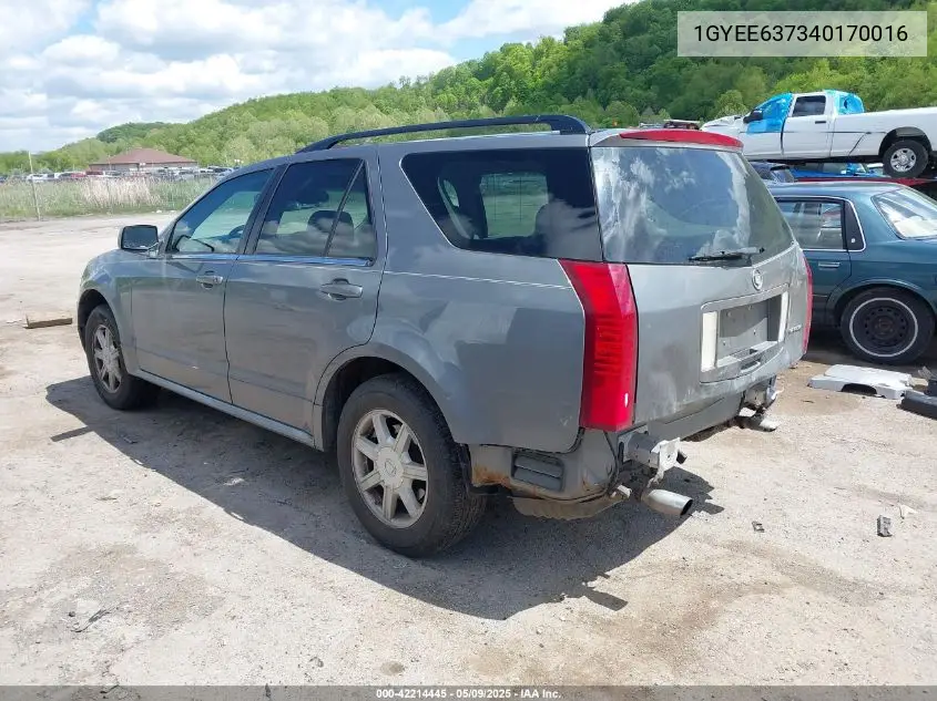2004 Cadillac Srx VIN: 1GYEE637340170016 Lot: 42214445