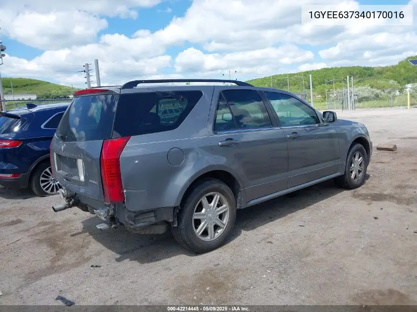 2004 Cadillac Srx VIN: 1GYEE637340170016 Lot: 42214445