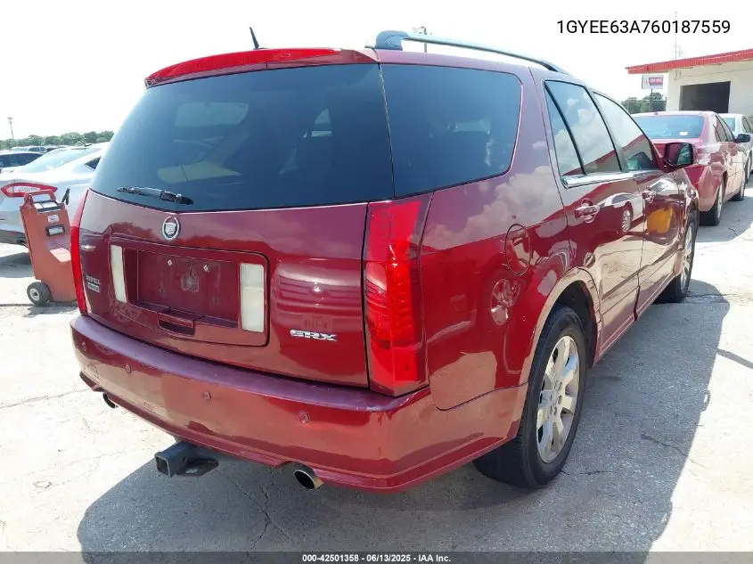 2006 Cadillac Srx V8 VIN: 1GYEE63A760187559 Lot: 42501358