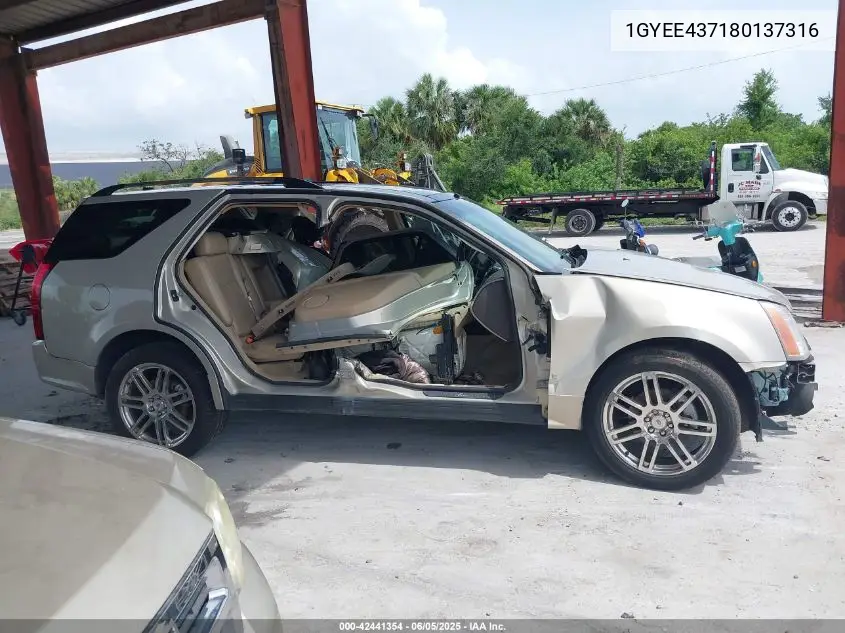 2008 Cadillac Srx V6 VIN: 1GYEE437180137316 Lot: 42441354
