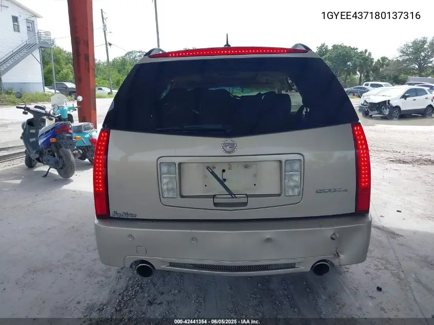 2008 Cadillac Srx V6 VIN: 1GYEE437180137316 Lot: 42441354