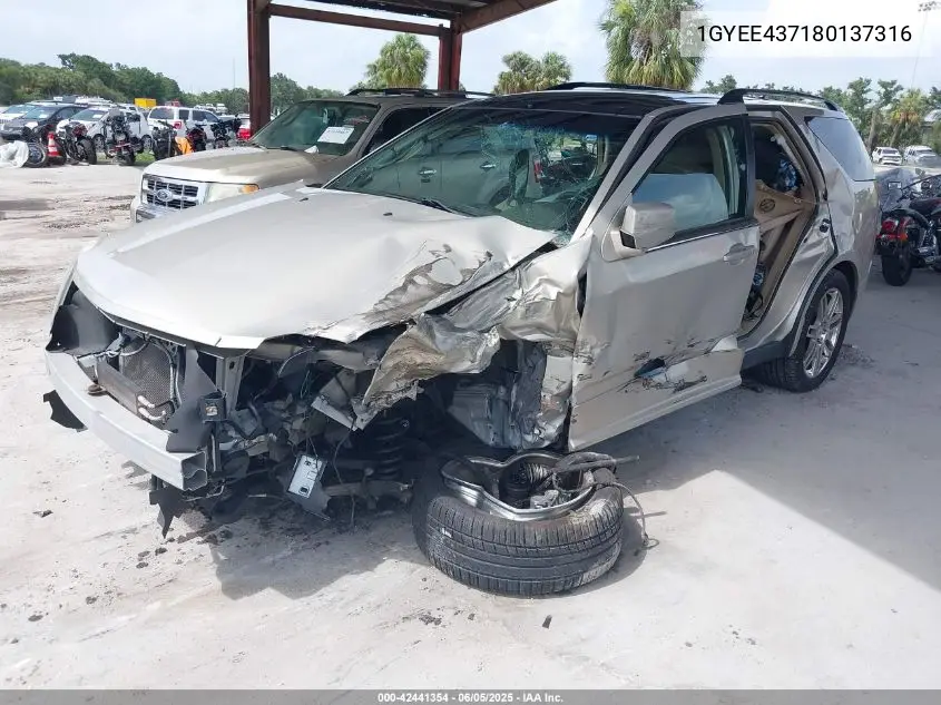 2008 Cadillac Srx V6 VIN: 1GYEE437180137316 Lot: 42441354