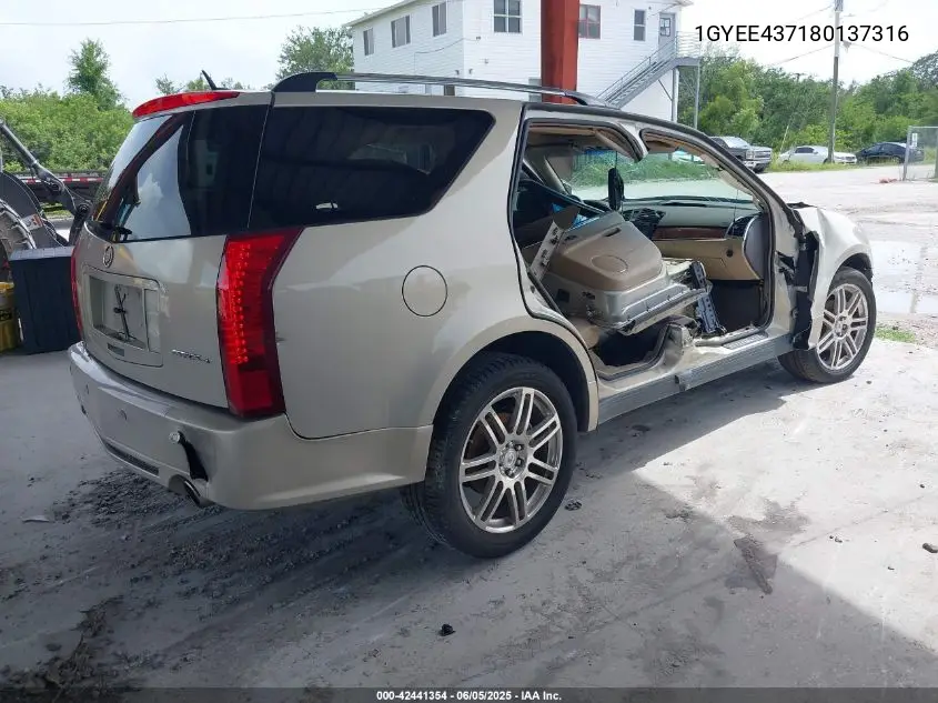 2008 Cadillac Srx V6 VIN: 1GYEE437180137316 Lot: 42441354
