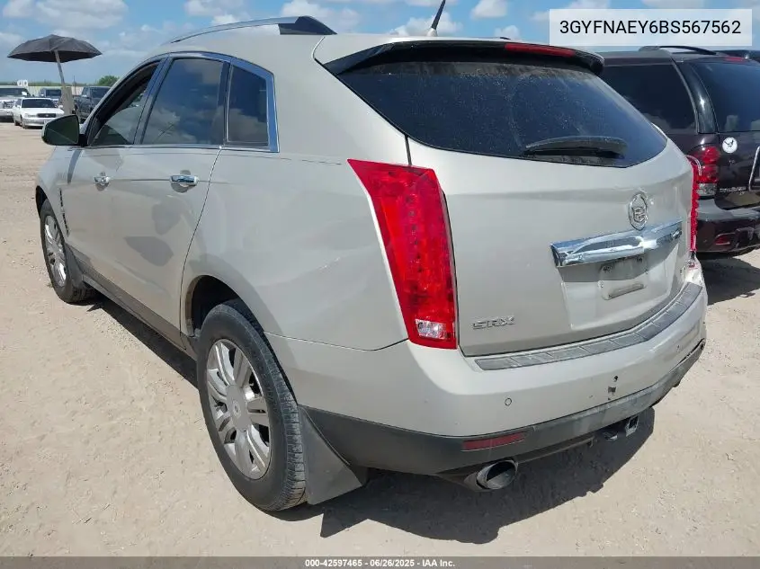 2011 Cadillac Srx Luxury Collection VIN: 3GYFNAEY6BS567562 Lot: 42597465