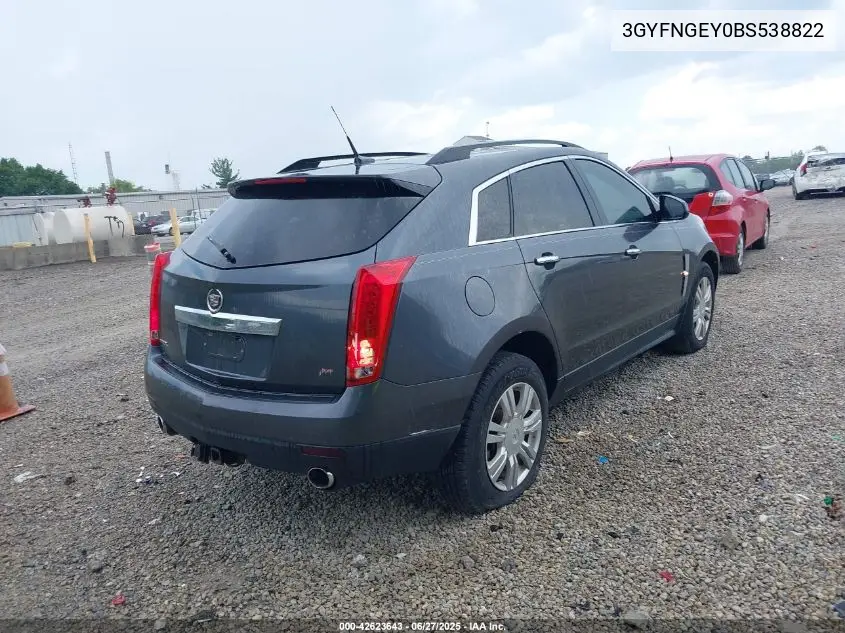 2011 Cadillac Srx Standard VIN: 3GYFNGEY0BS538822 Lot: 42623643
