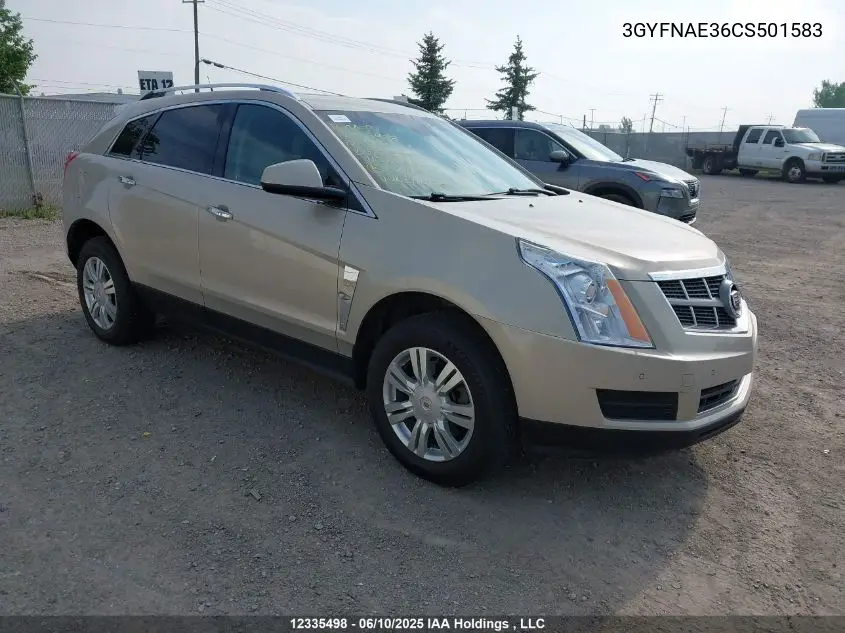 2012 Cadillac Srx Luxury Collection VIN: 3GYFNAE36CS501583 Lot: 12335498