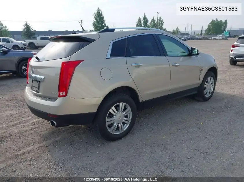 2012 Cadillac Srx Luxury Collection VIN: 3GYFNAE36CS501583 Lot: 12335498