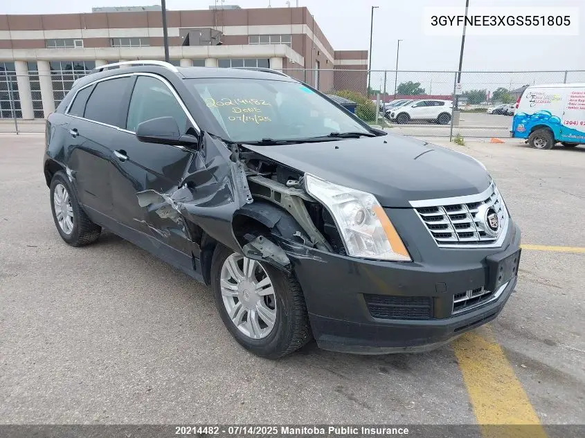 2016 Cadillac Srx V6 VIN: 3GYFNEE3XGS551805 Lot: 20214482