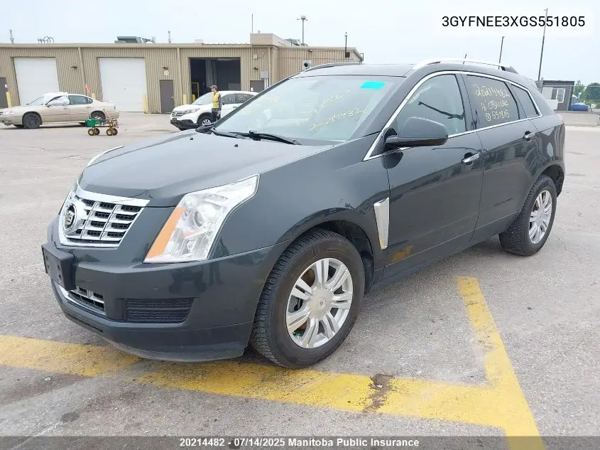 2016 Cadillac Srx V6 VIN: 3GYFNEE3XGS551805 Lot: 20214482