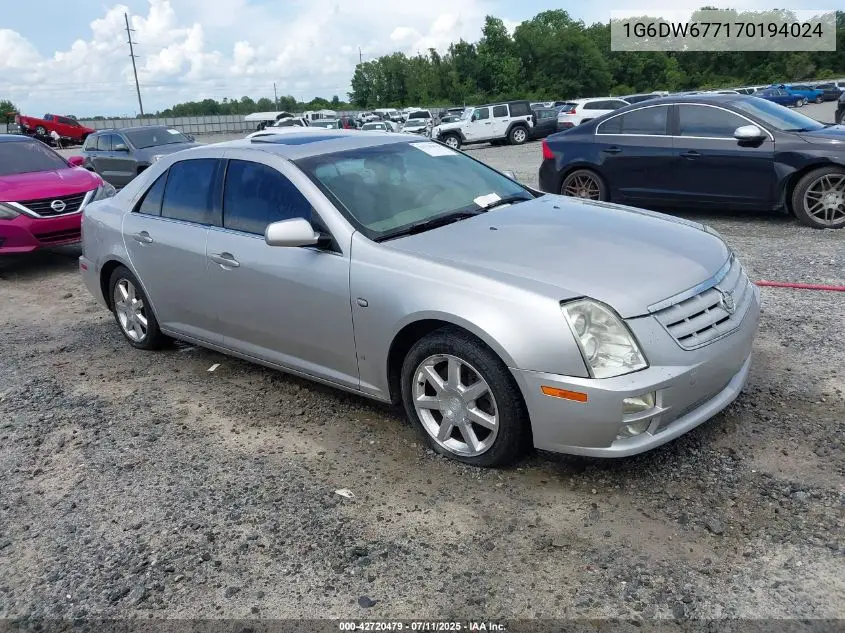 2007 Cadillac Sts V6 VIN: 1G6DW677170194024 Lot: 42720479