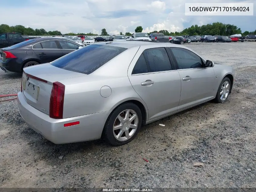 2007 Cadillac Sts V6 VIN: 1G6DW677170194024 Lot: 42720479
